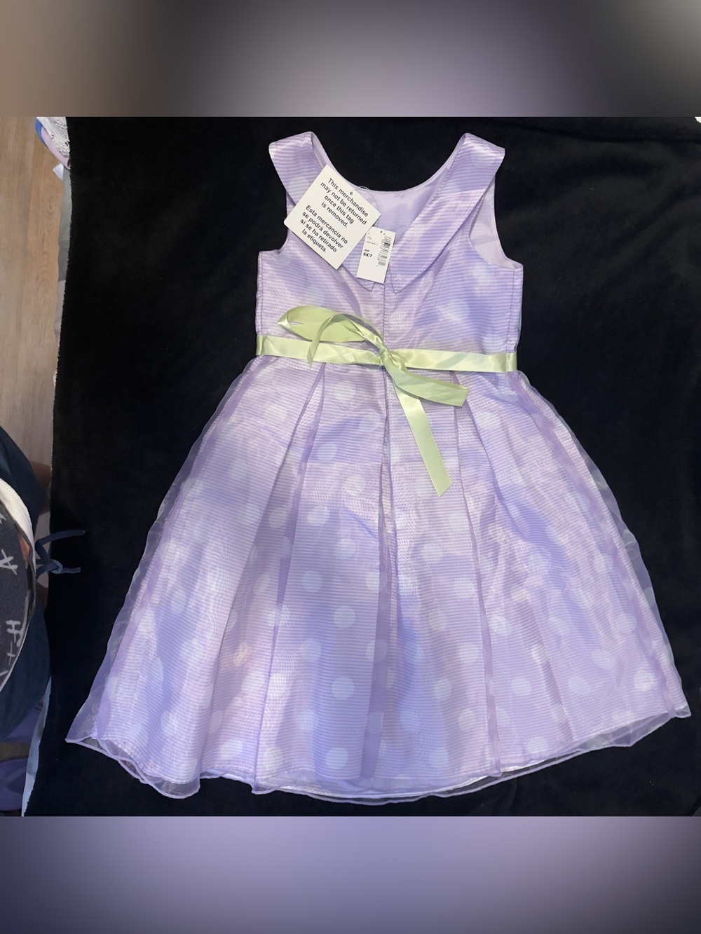 The Children's Place Lavender Polka Dot Satin-Sash Party Dress - Picture 2 of 3
